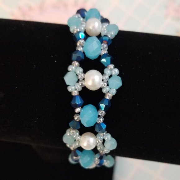Handcrafted Shades of Blue Bracelet - Picture 1 of 5